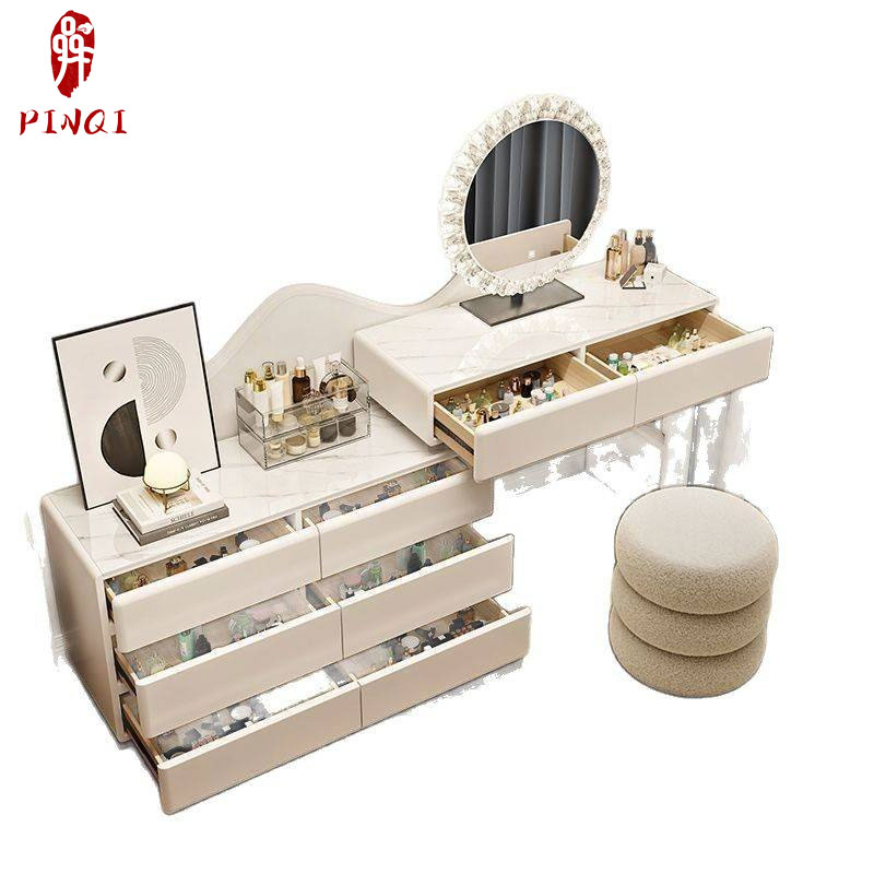 Luxury-Selected Dressing Table Solid Wood Cream Style Cabinet-Integrated 2025 New Style Bedroom Luxury High-End Vanity