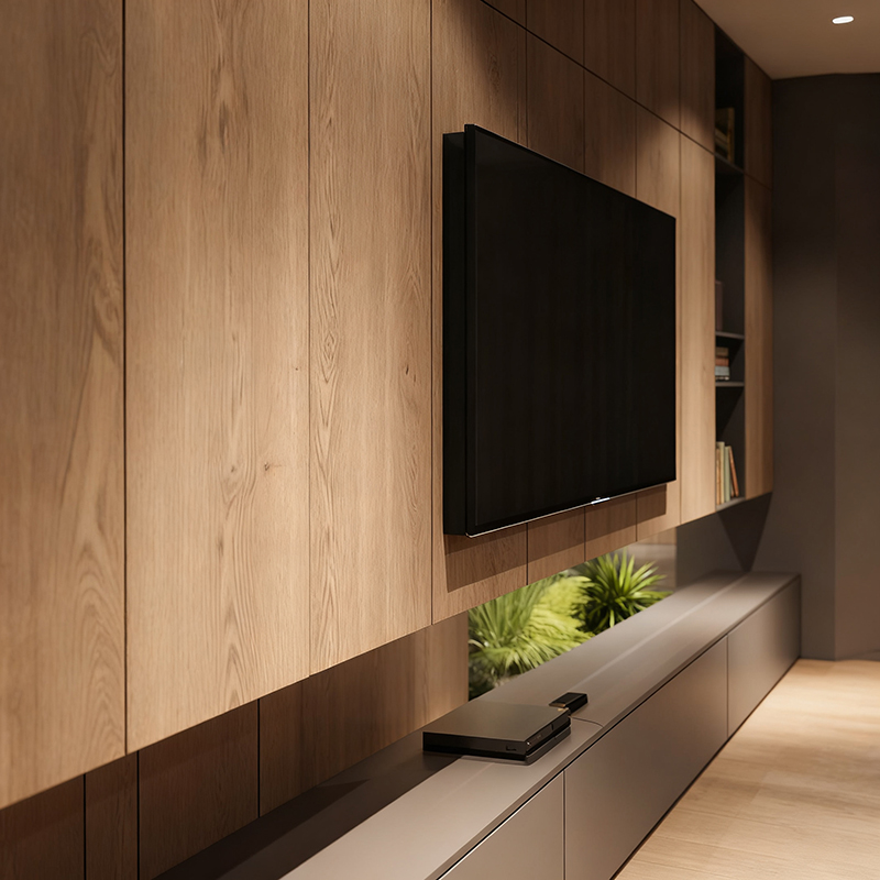 BOSNiE Modern Luxury TV Stand Floating Wall Mounted Custom Wood Entertainment Center Media Console Cabinet Storage Bedroom