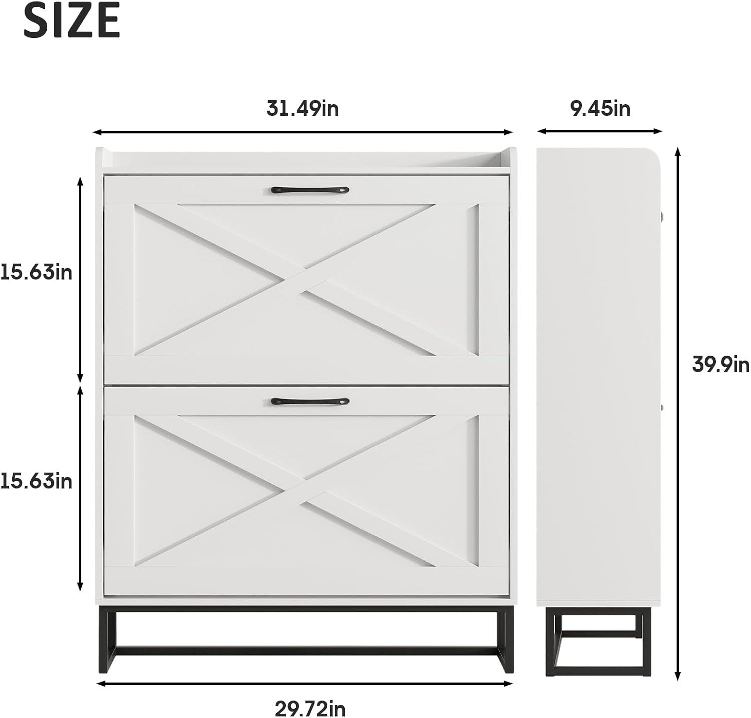 Factory Direct Wholesale Modern Green Shoe Cupboard, Wooden Shoe Storage Cabinet up to 20 Pairs with 3 Shutter Doors