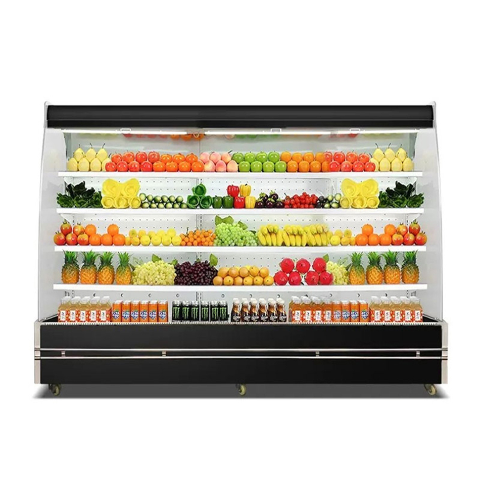 Fruit Storage Refrigerated Display Case Air-Cooled Cabinet Stainless-Steel Vertical Chilled