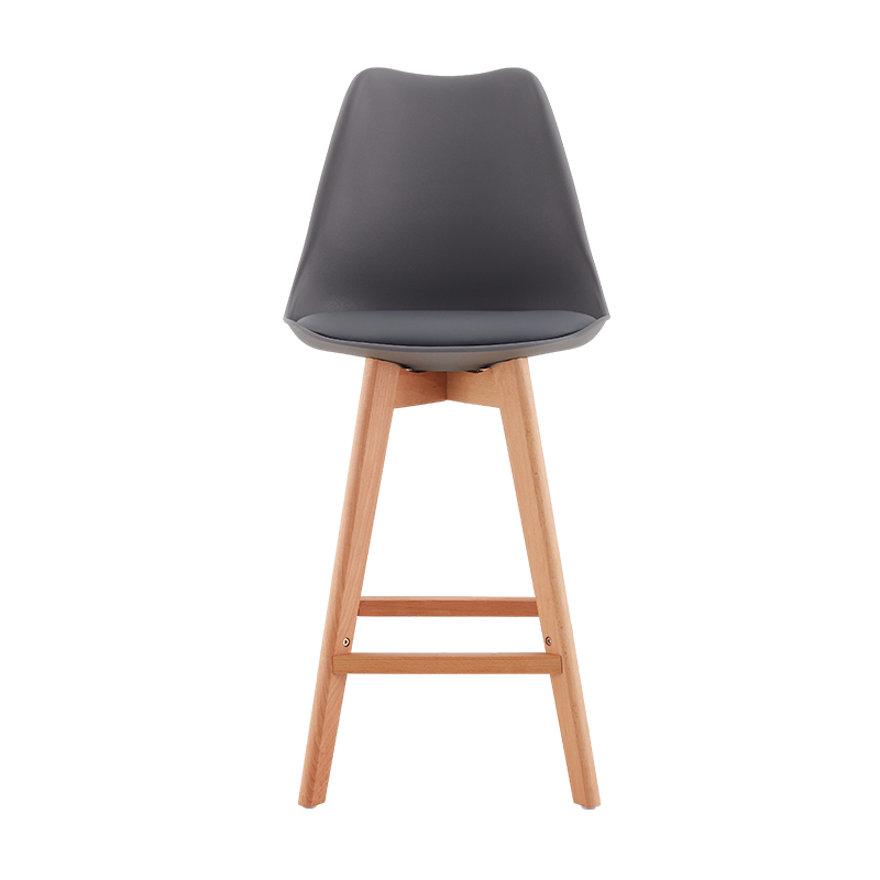 European-style Modern Commercial Counter Height Plastic Bar Chair Simple Backrest High Stool Durable Wooden Legs Soft Customized