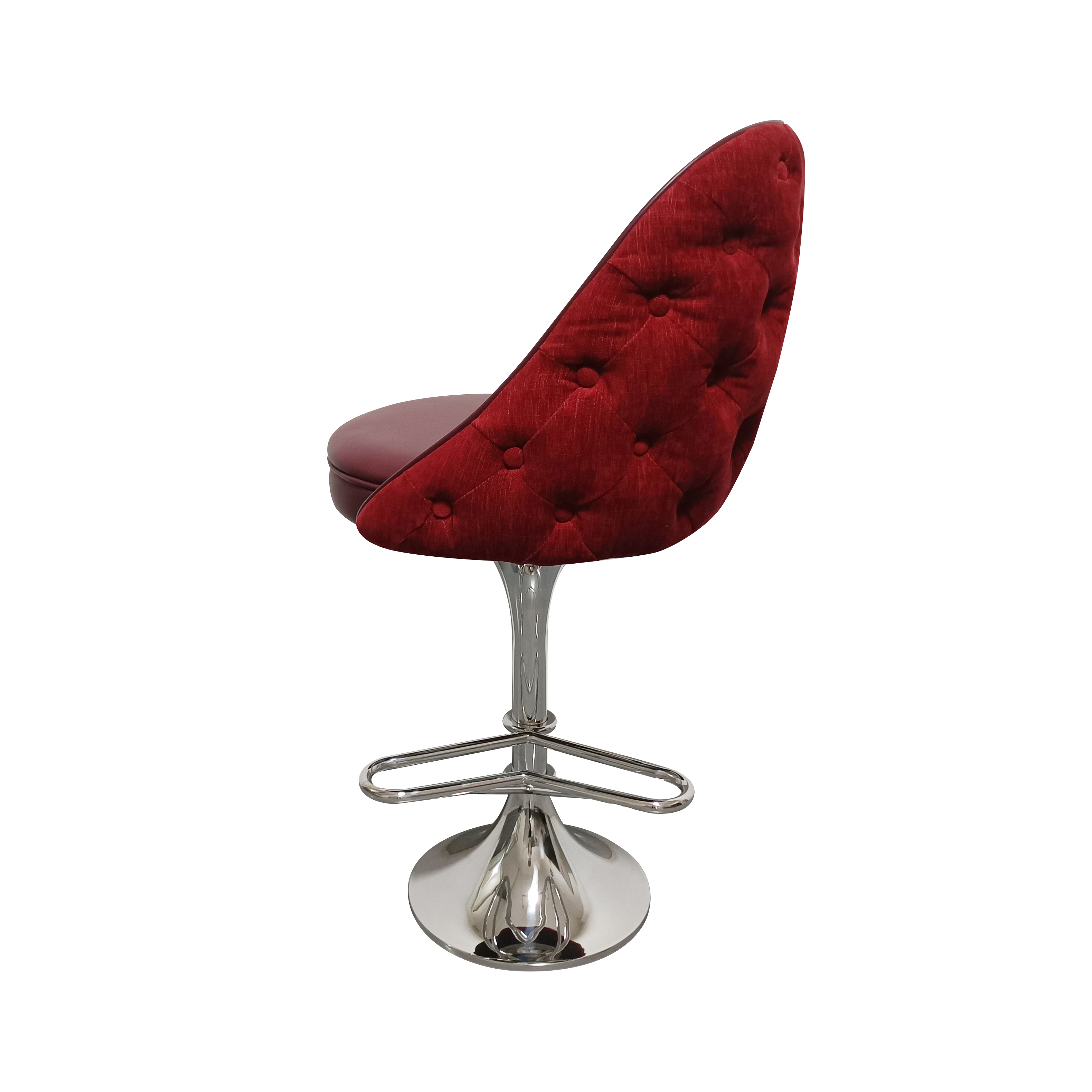 Modern Commercial Pub Bistro Chair Use Stain Steel Frame Red PU Leather Adjustable Bar Stool with 360 Degree Swivel and Footrest