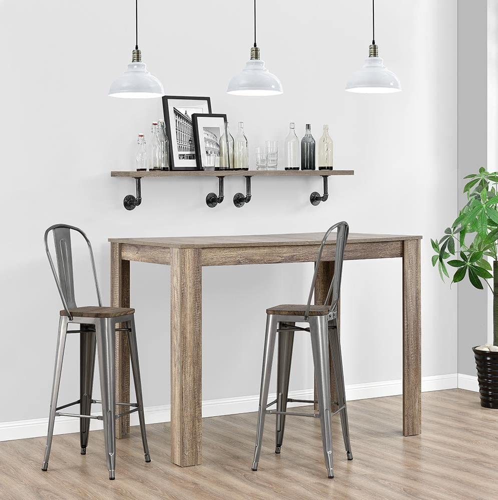Cheap Commercial Furniture Metal Counter Height Bar Stool with Backrest and Solid Wood Seat for Kitchen Bar