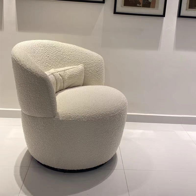 Swivel Single Accent Chair with Faux Lambswool Upholstery &amp; Sturdy Metal Frame for Apartment Living Room Hotel Lobby Seating