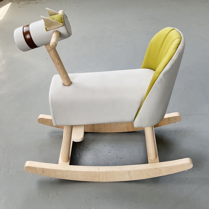 Modern Kids Deer Horse Animal Armchair Solid Wood Leisure Rocking Chair for Bedroom Villa Home Office Living Room or Dining