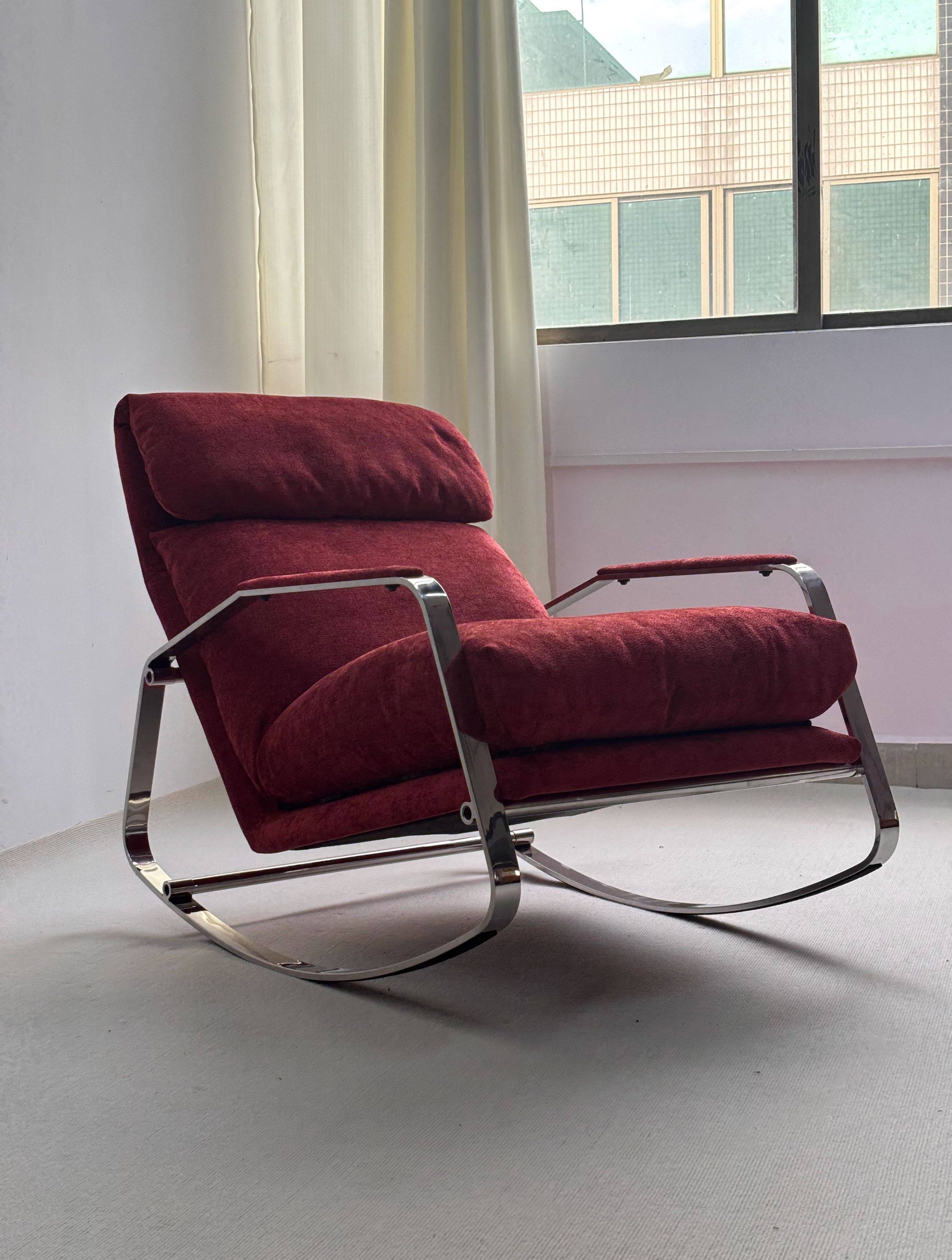 Modern Comfortable Quiet Lounge Chair Living Room Stainless Steel Cozy Rocking Chair