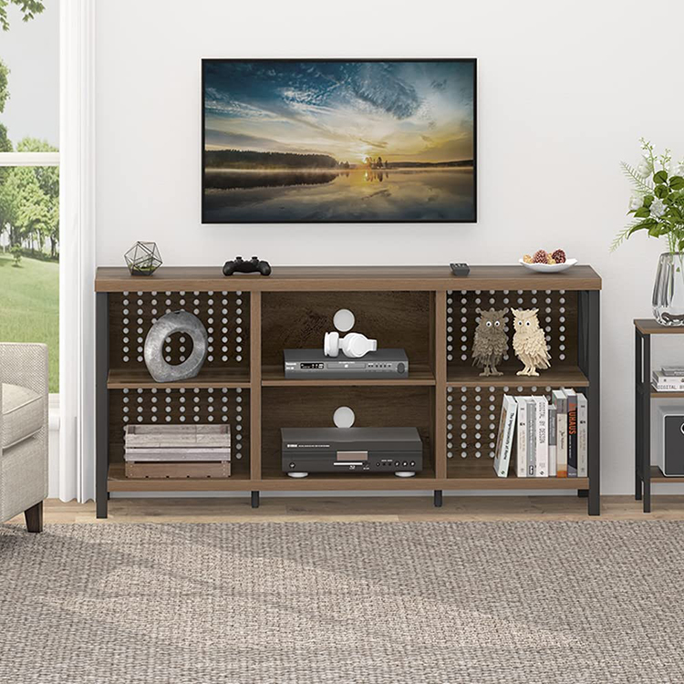Rustic Farmhouse TV Stand Media Console Storage Cabinet Wood Modern White+Wood Color Adjustable Extendable TV Living Room Dining