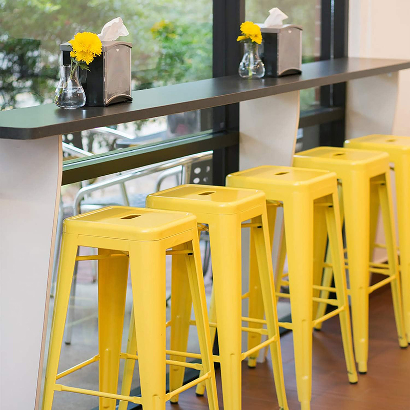 Restaurant Commercial Industrial Bar Stools Metal Stackable Bar Stool Black High Bar Chair Retro Durable Vintage Iron Stool