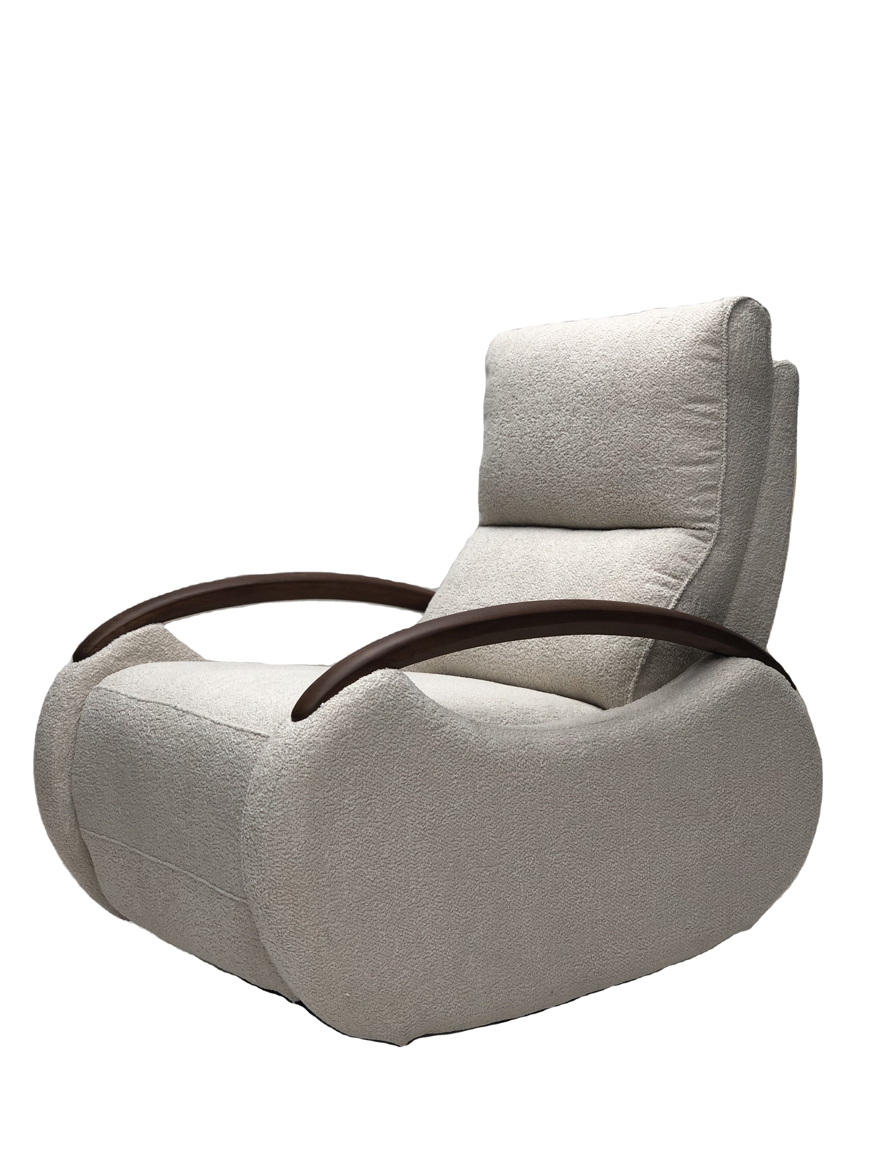 Modern Extendable Genuine Leather electric recliner Chair with Wooden Armrest GN-015