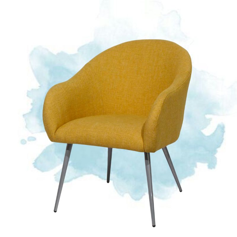 Yellow Armchair Leisure Sofa Chair with Metal Foot Modern Design Accent Armchair