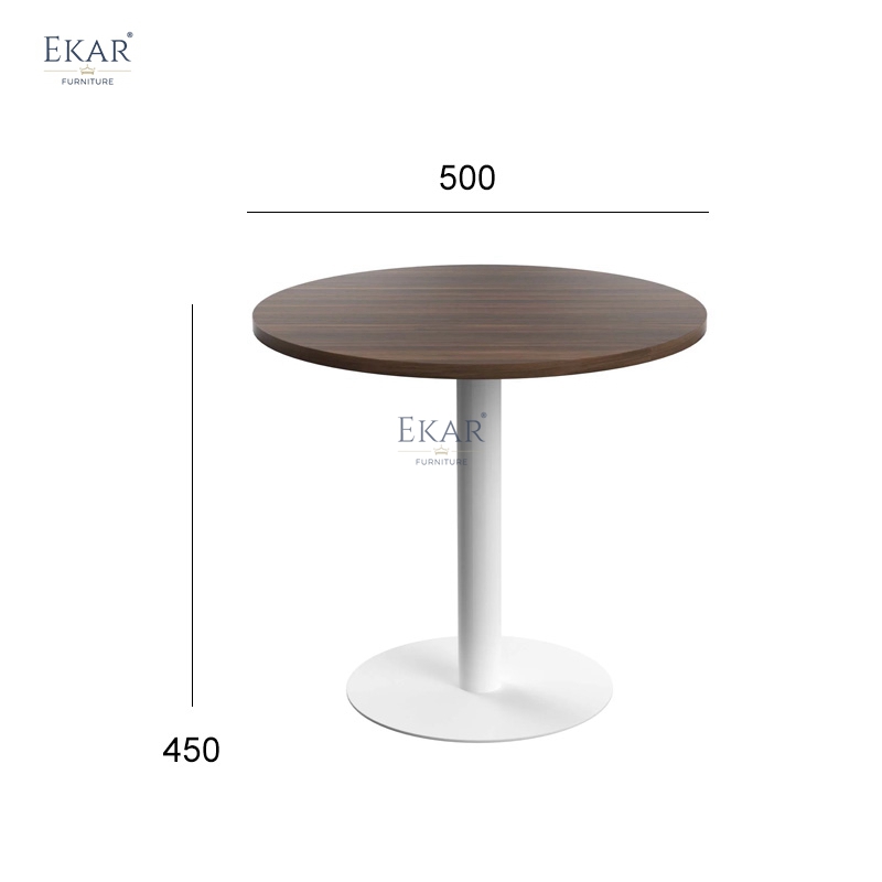 Modern Round Wood &amp; Leather Side Table | Luxury End Table | EKAR Villa &amp; Hotel Living Room Furniture