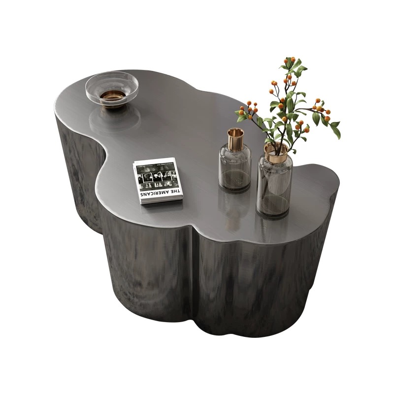 Light Luxury Black Cloud Shape Coffee Table Stainless Steel Metal Apartment Living Room Side Table