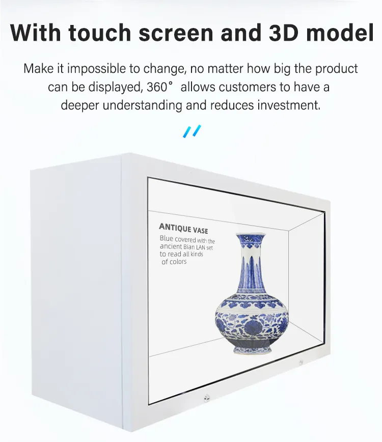 21.5 32 55 86 Inch Indoor 3D Holographic Display Cabinet Interactive Transparent Cabinet LCD Transparent Holobox