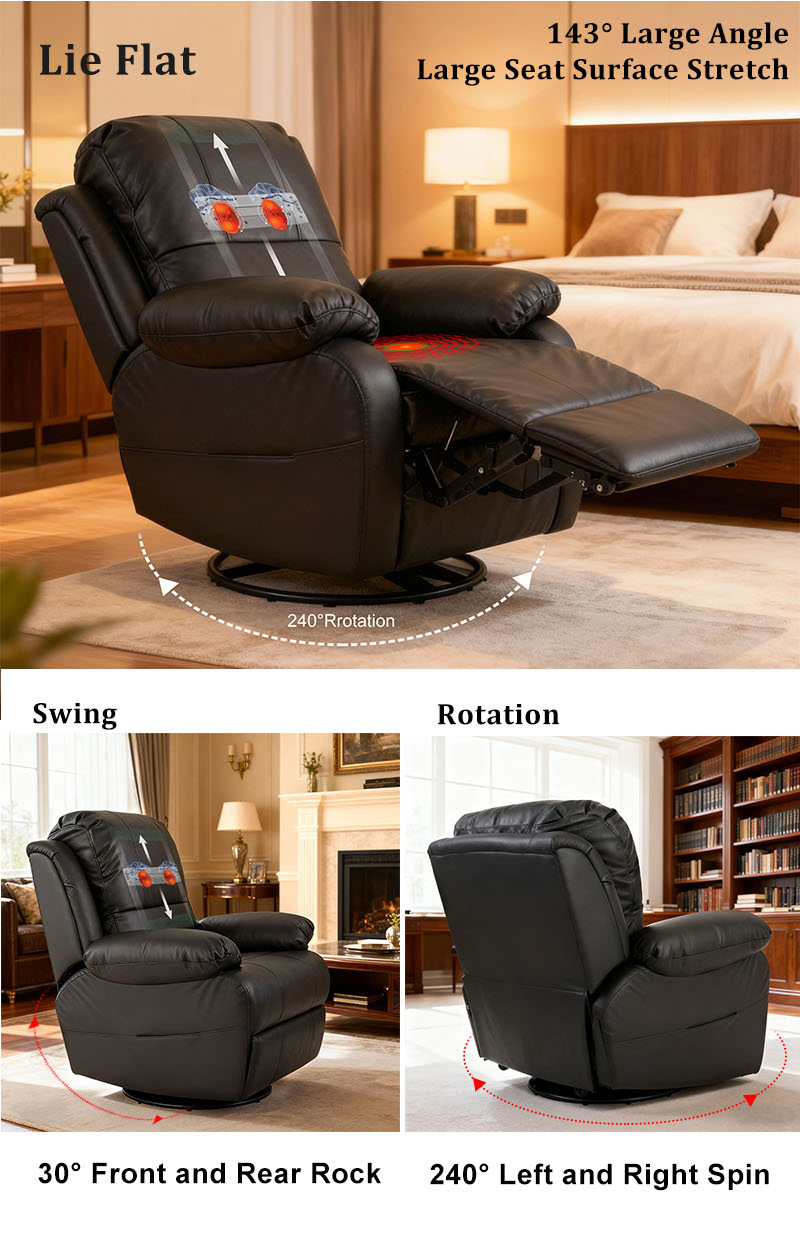 Modern Living Room Lazy Sofa Electric Single Lounge Leather Swivel Rocking Home Cinema Massage Recliner Massage Sofa Chair