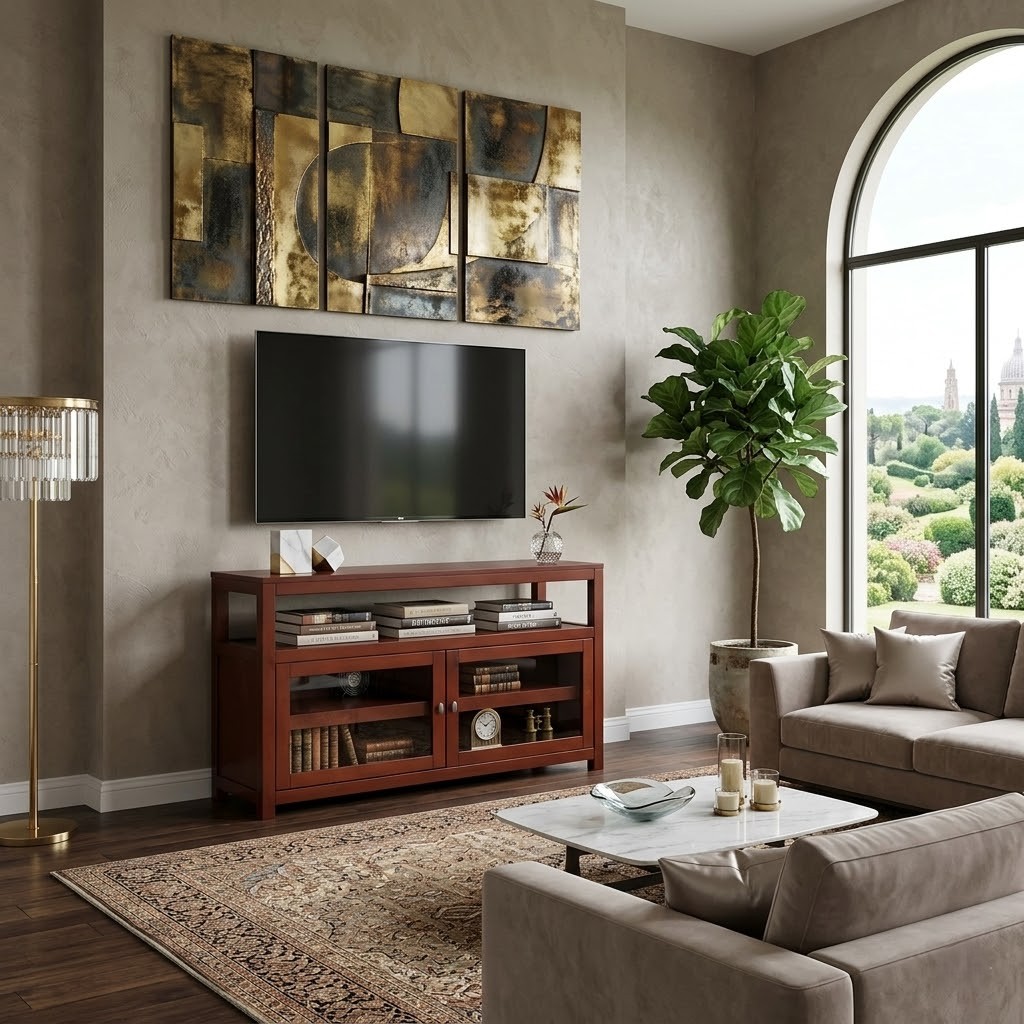 1 Year Warranty Export Quality Furniture Vietnam Modern Style Solid Wood Adjustable TV Stand for Home Office Living Room