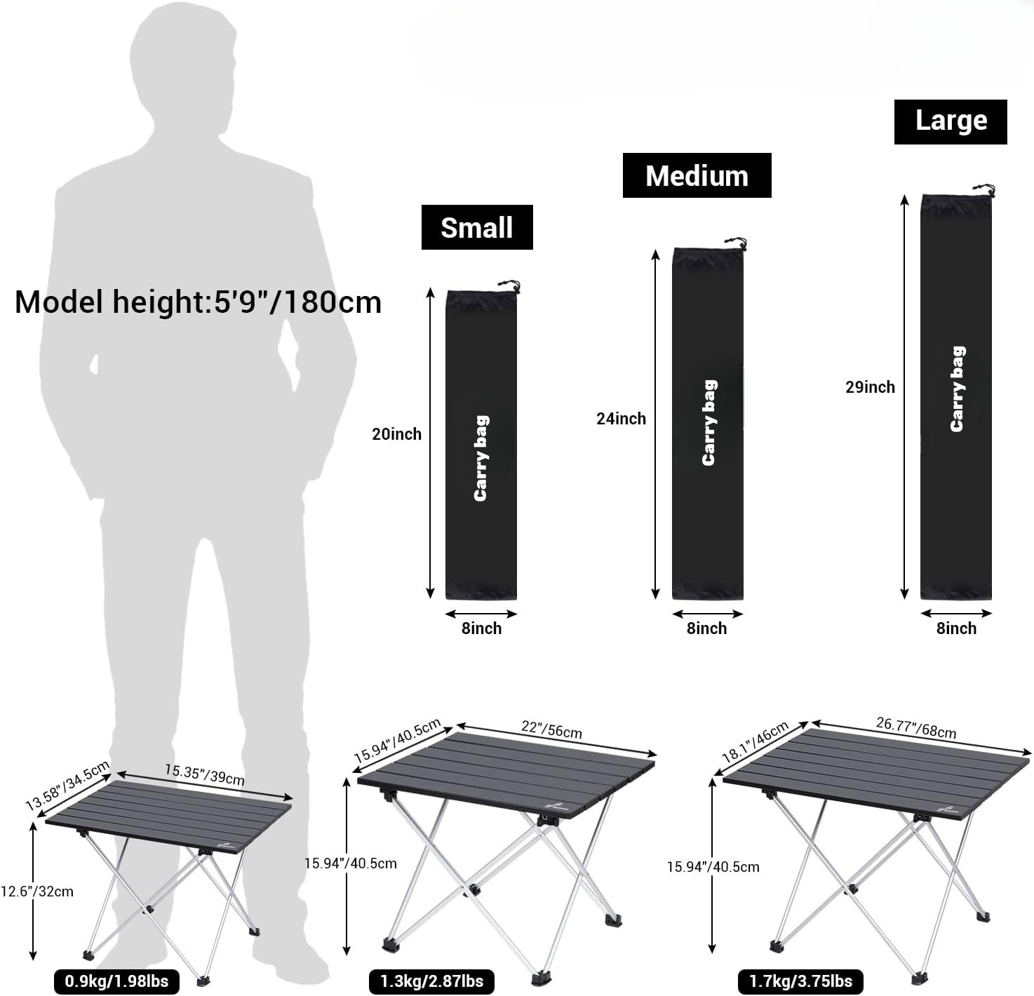 Ultralight Portable Camping Side Table Small Folding Outdoor Metal/Aluminum Table for Car &amp; Camping Roll up Panel Style