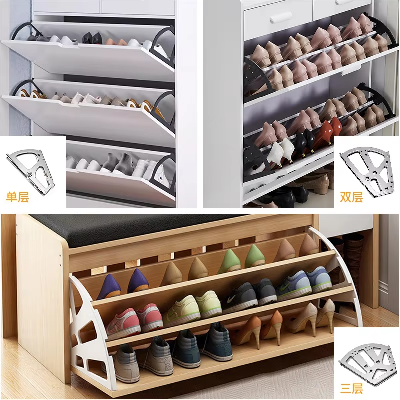 Factory Wholesale 3-Layer Foldable Wooden Shoe Rack for Home Simple Installation Shoe Cabinet for Living Room