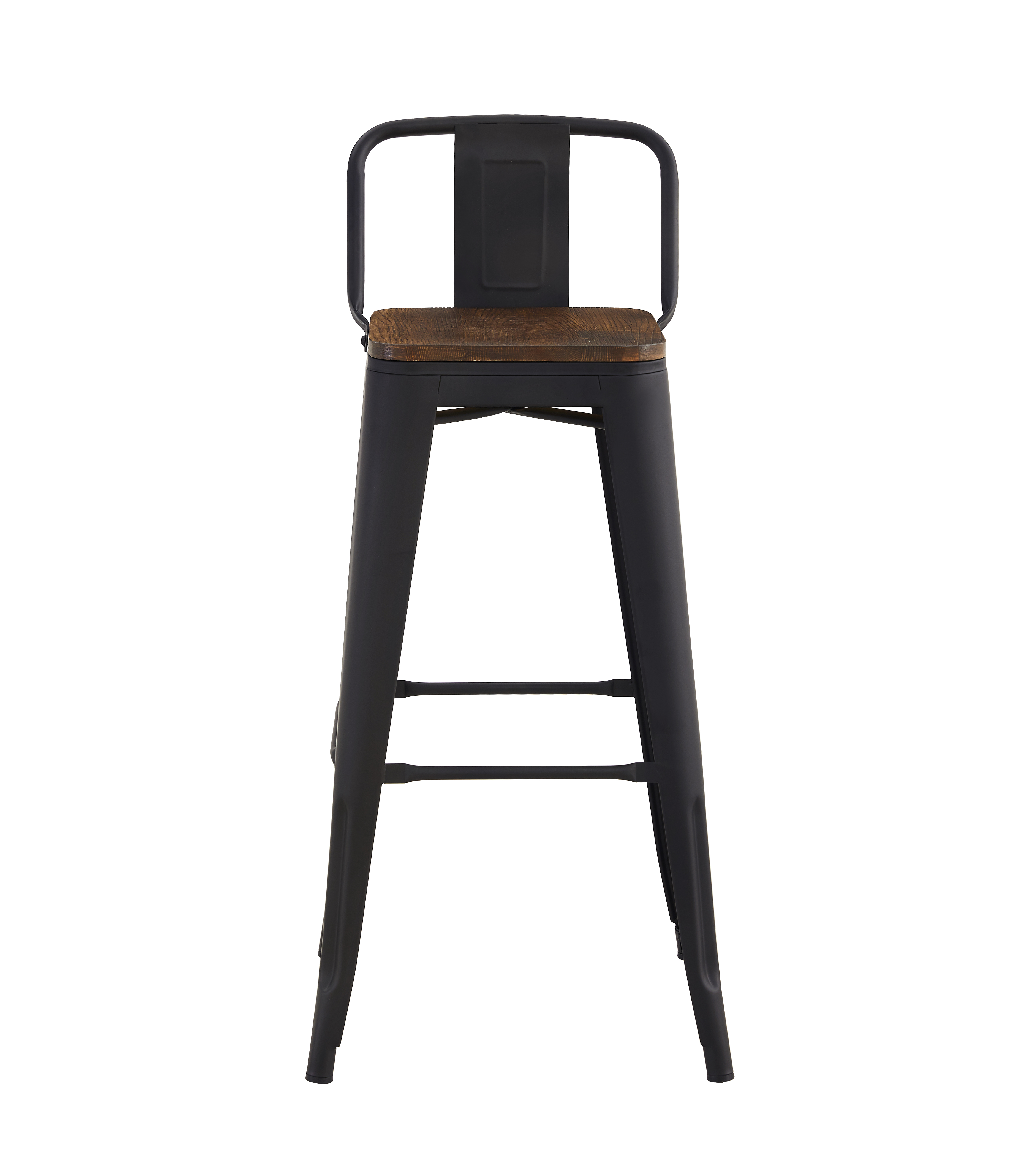 Modern Black Contemporary Iron Bar Stool with Wood Seat Durable Commercial Industrial Design for Kitchen Restaurant Hotel Use