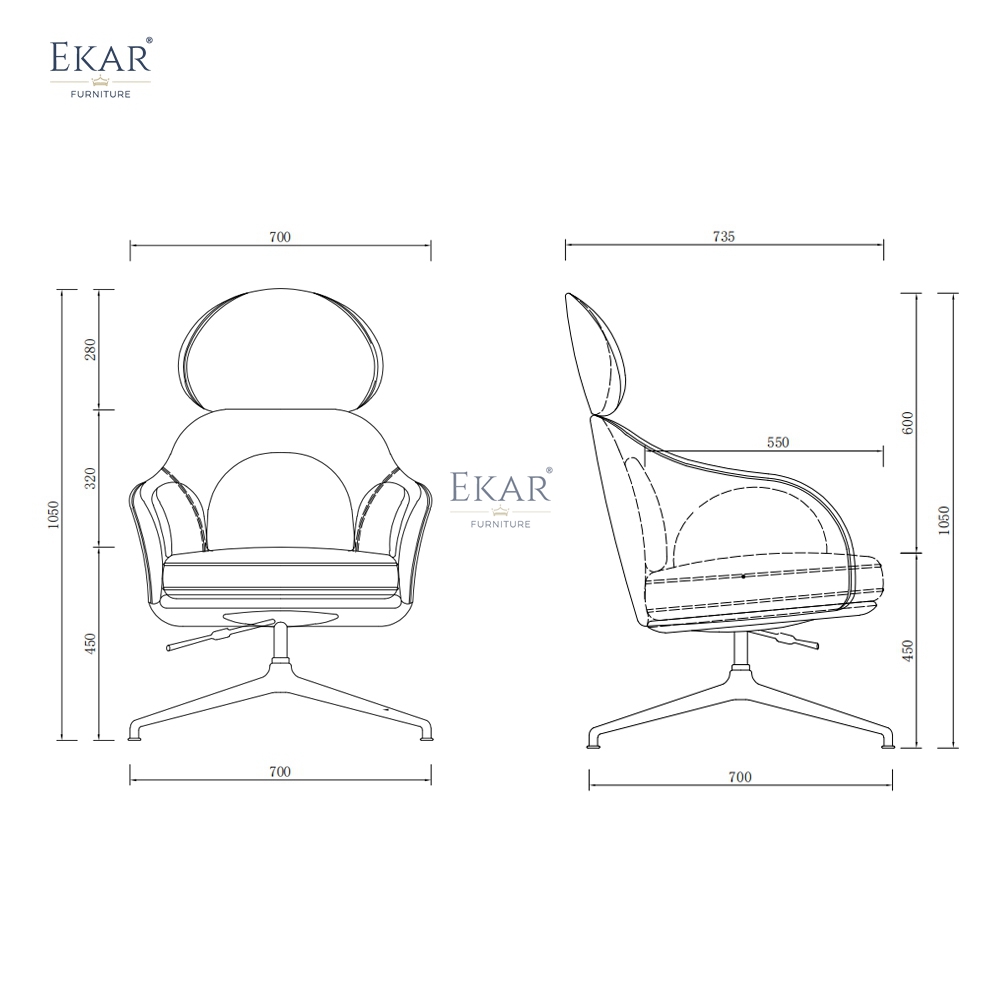 EKAR Designer Lounge Chair Modern Accent Armchair for Living Room &amp; Contemporary Interiors
