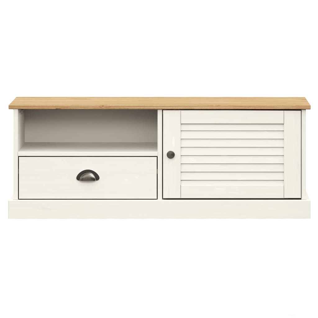 Solid Wood TV Stand White 41.7x15.7x15.7 Inches Storage Living Room Furniture Scandinavian Design