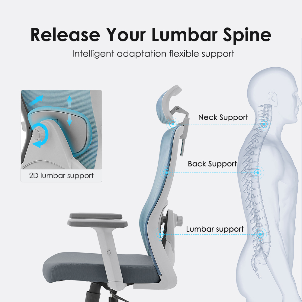 2D Lumbar Support Silla De Oficina Adjustable Ergonomic Mesh Computer Staff Chair Multi-colored Swivel Chair Office