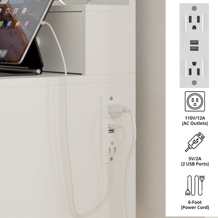 Modern White Wooden Makeup Vanity Dressing Table with LED Mirror Hot Selling Bedroom Furniture Living Room Includes Power Outlet