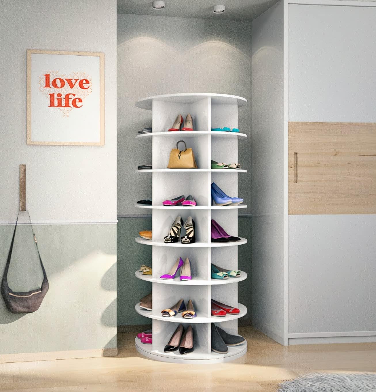 Intelligent 360 Degree Rotating Plastic Shoe Rack Cabinet Full Height Rotary DIY Shoe Stand Home Furniture Dining Living Room