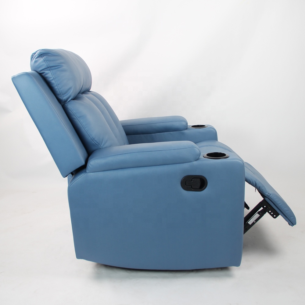 Modern Luxury Leather Swivel Rotate Rocking Recliner Chair Theater Cinema Sofa With Cup Holder