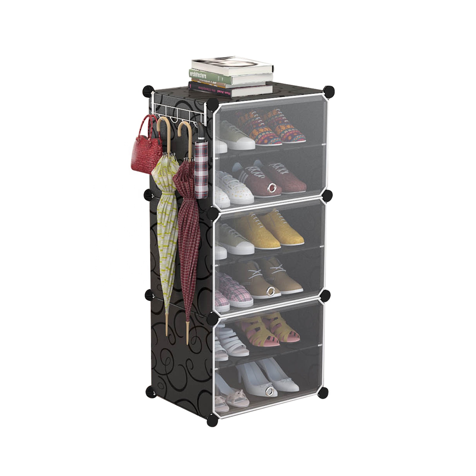 12 Pair Custom Plastic Waterproof Folding Shoe Cabinet Portable Shoe Rack for Home 3 Door Plastic Shelves Shoe Rack Organizer