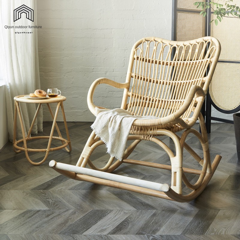 Modern Leisure Rattan Rocking Chair with Recliner for Living Room Home Furniture