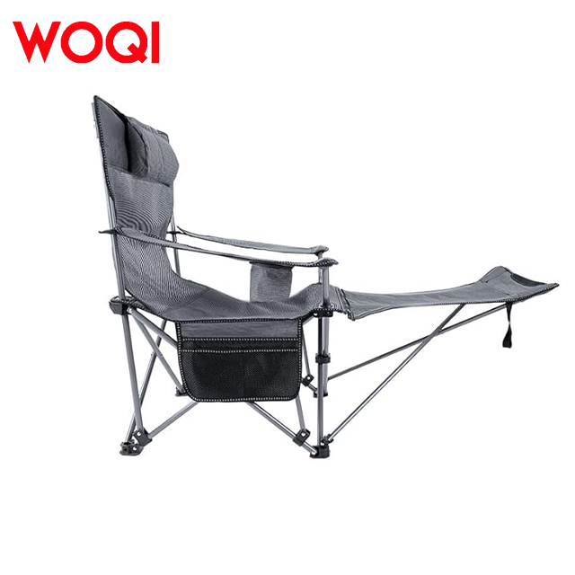 WOQI Modern Durable Oversized Folding Lounge Chair-Portable Outdoor Metal Garden Chair for Beach Camping &amp; Travelling