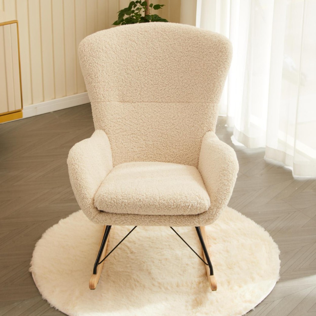 Nordic Rocking Chair Fabric Sofa Modern Simple Small Apartment Furniture Living Room Lazy Recliner