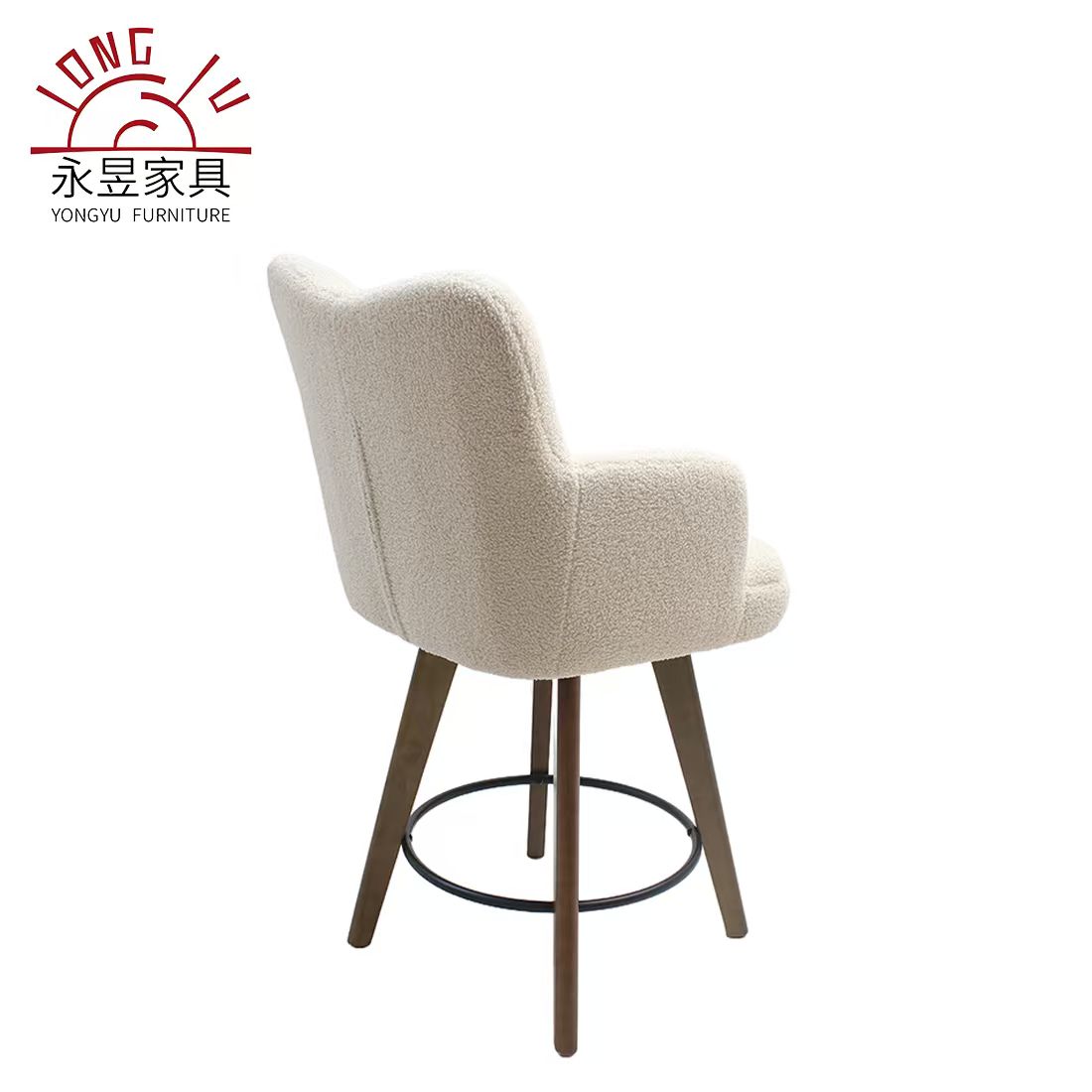 360&deg;Swivel Counter Height Bar Stools With Wood Legs Modern Kitchen Island Beige Chairs for Dining Pub Home