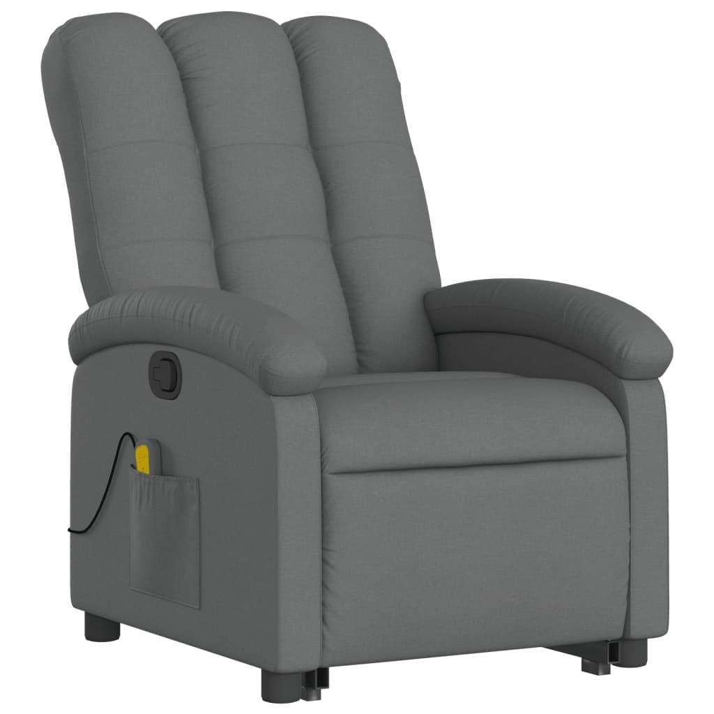 Dark Gray Fabric Stand-Up Massage Recliner Chair