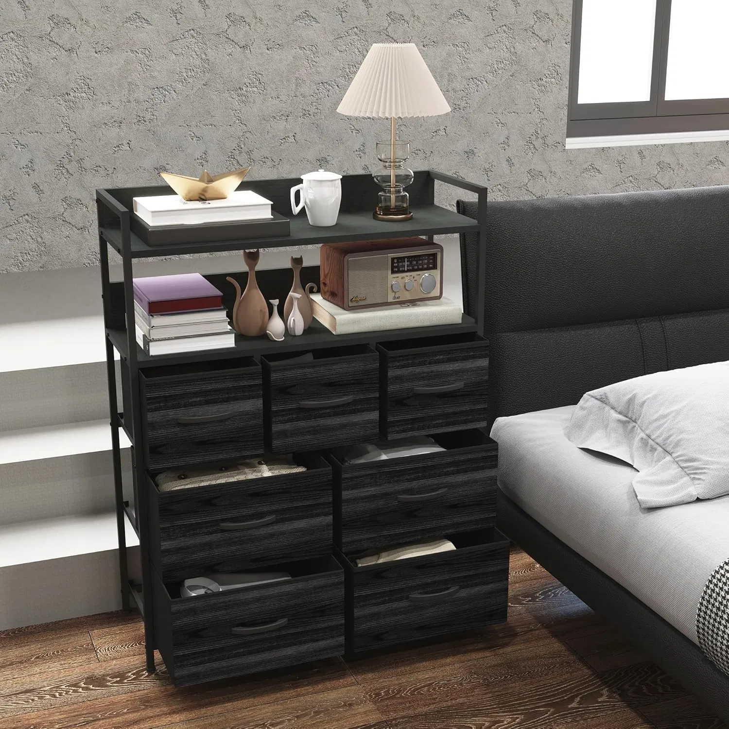 Contemporary Steel Frame Drawer Chest for Stylish Living Room Storage