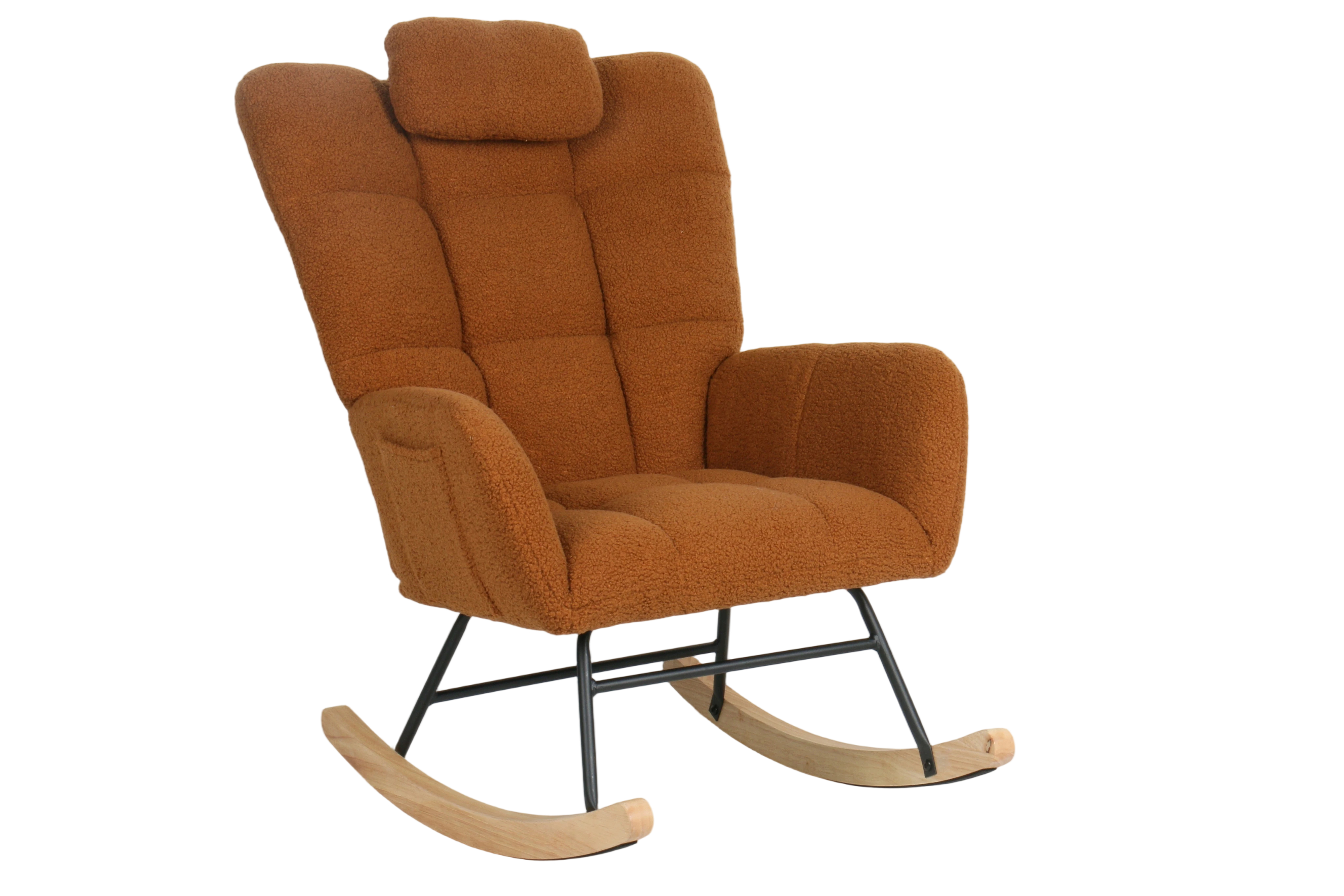 Nordic Modern Lazy Casual Eco-Friendly Durable Sofa Swing Rocking Chair Solid Wood Base for Living Room Bedroom Hotel (3-Year