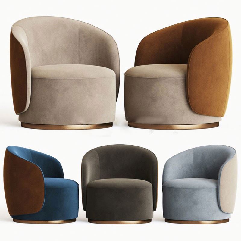 Modern Nordic Luxury Living Hotel Lounge Furniture Armchair Tub Chair Boucle Fabric Single Sofa Swivel Accent Chair
