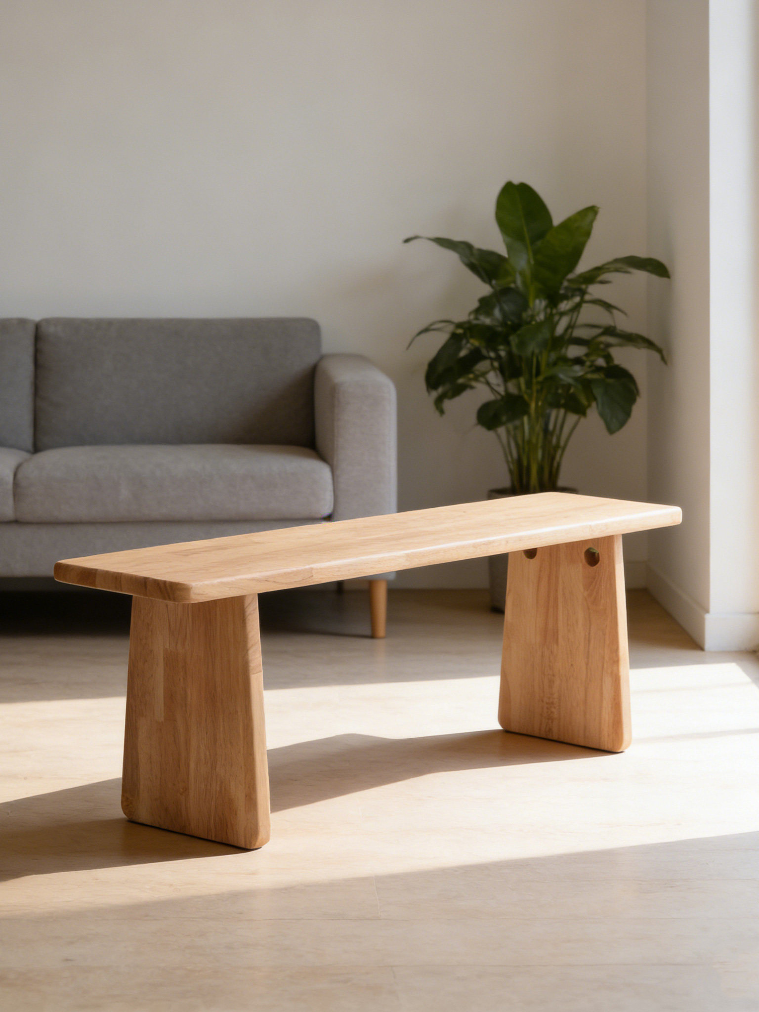 Solid Wood Modern Minimalist Bench &amp; Stool with Cushion for Entryway Dining Table Bed-End Living Room Home Use