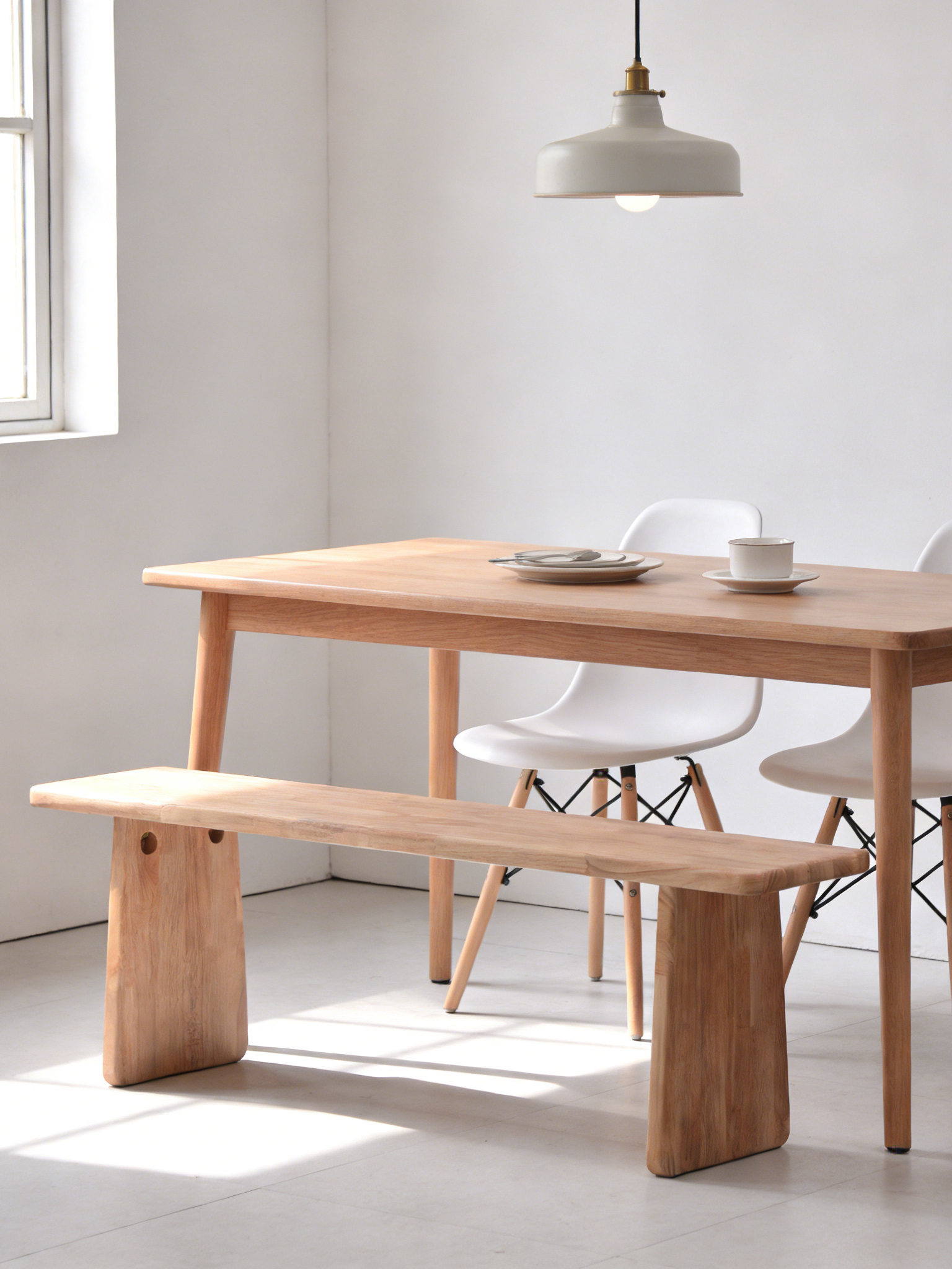 Solid Wood Modern Minimalist Bench &amp; Stool with Cushion for Entryway Dining Table Bed-End Living Room Home Use
