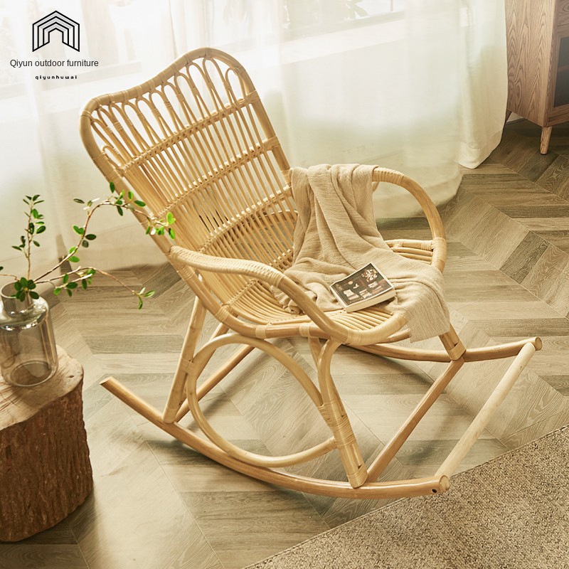 Modern Leisure Rattan Rocking Chair with Recliner for Living Room Home Furniture