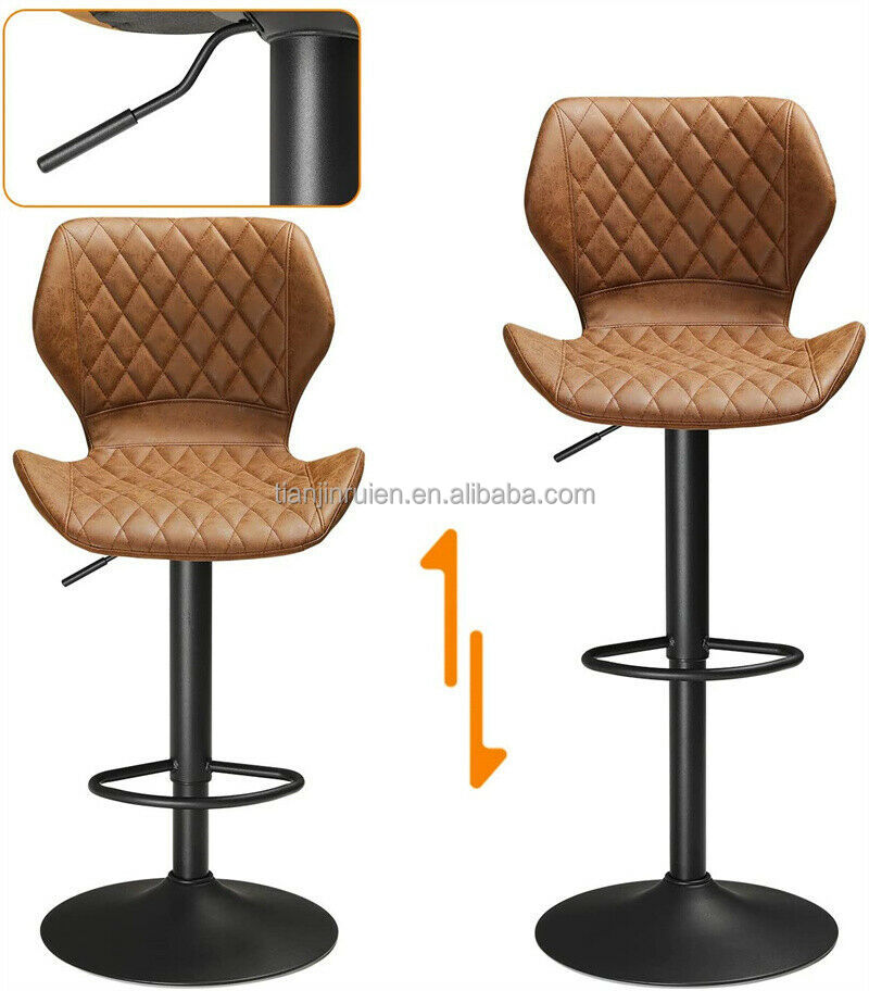 Vintage Industrial Modern Counter Height Adjustable PU Leather Bar Stool for Home Bar & Hotel Use