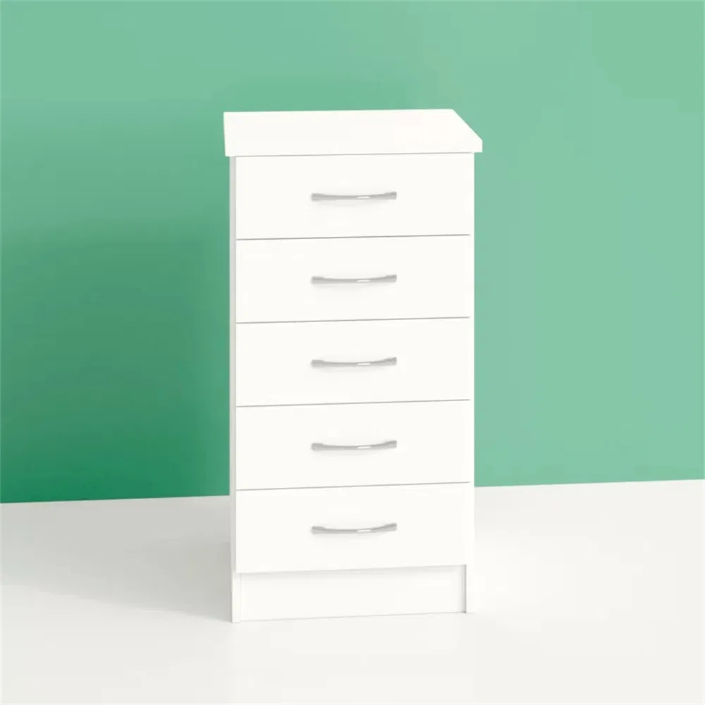 2024 Hot Selling Bedroom Furniture White Wooden 5 Dresser Chest of Drawers