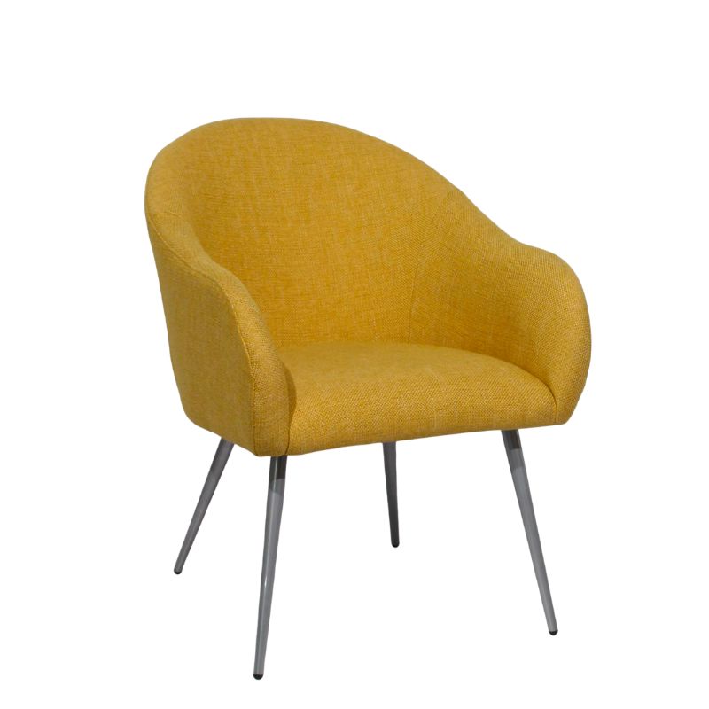 Yellow Armchair Leisure Sofa Chair with Metal Foot Modern Design Accent Armchair