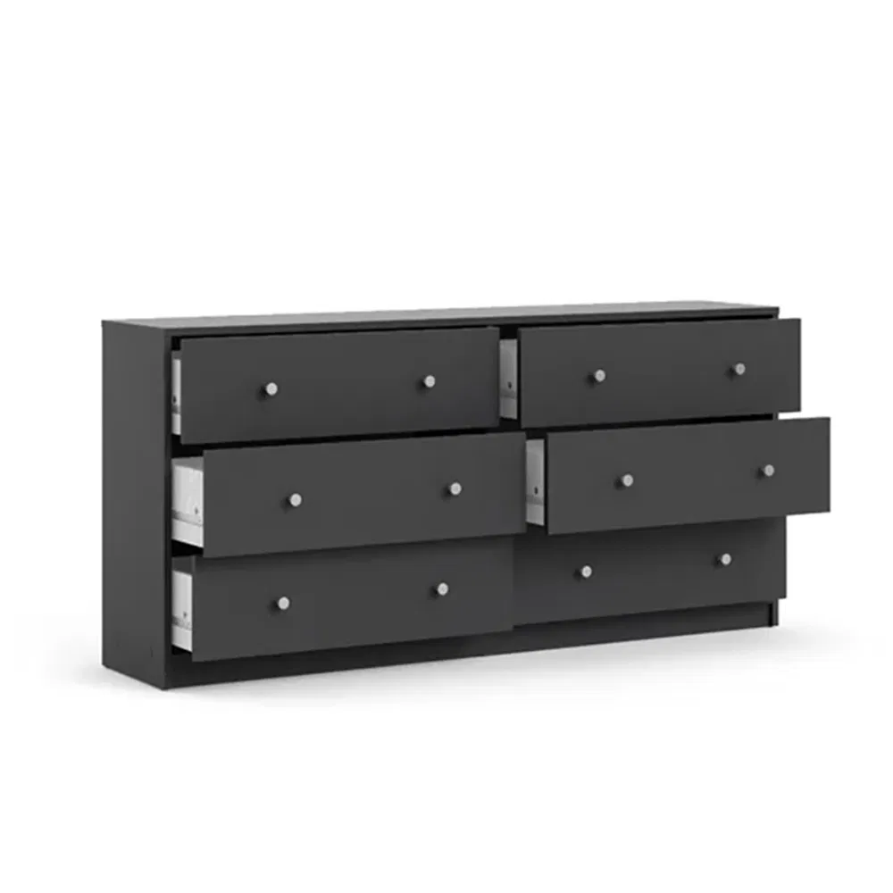 OEM Custom Black Wooden Clothes Furniture 6 Chest of Drawers Detail 1