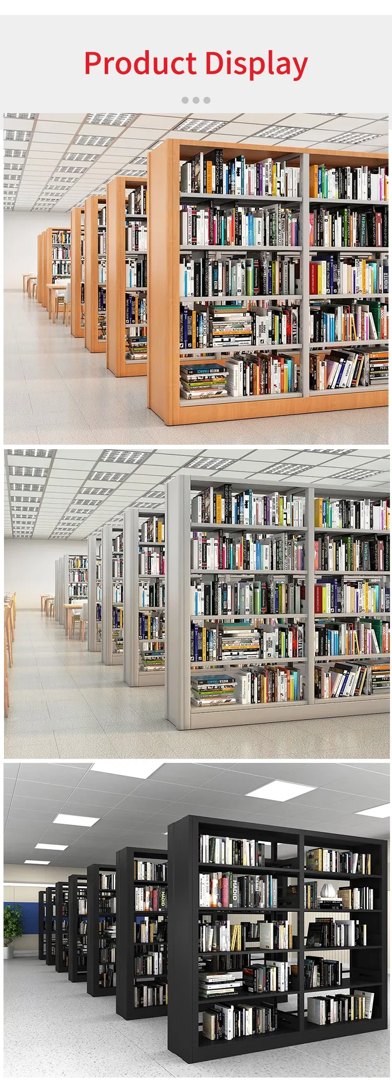 Good Quality School Furniture Metal Double Face Book Shelves Library Metal Bookcase/Bookshelf