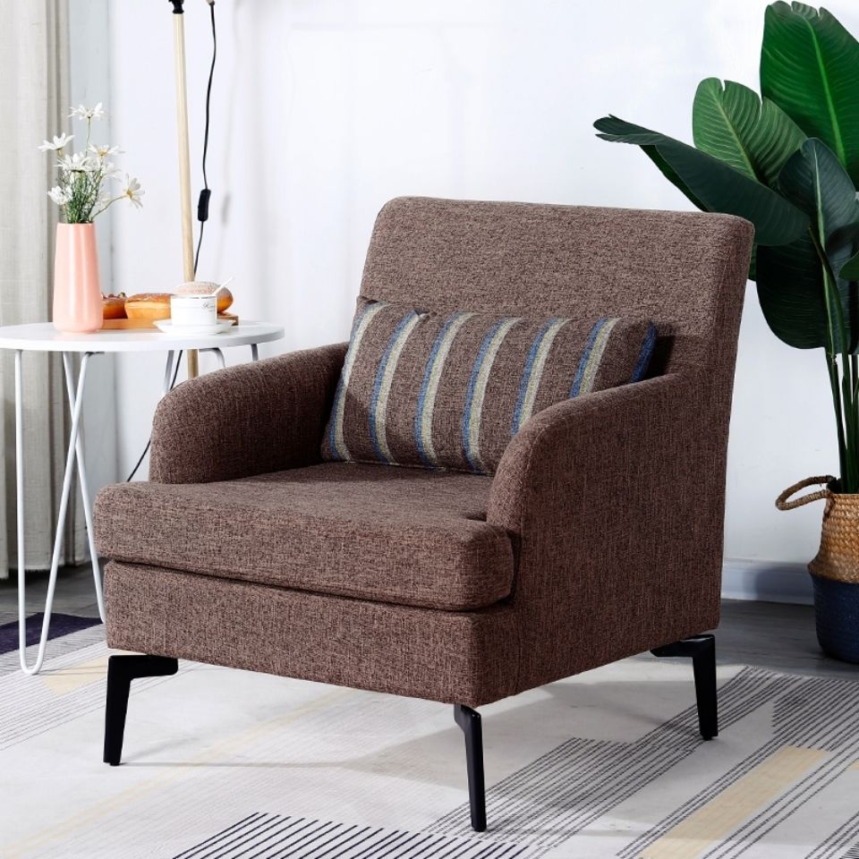 Luxury Modern Blue Nordic Linen Fabric Accent Chair Set Relax Sofa Armchair Super Comfortable Villa Living Room Bedroom Home