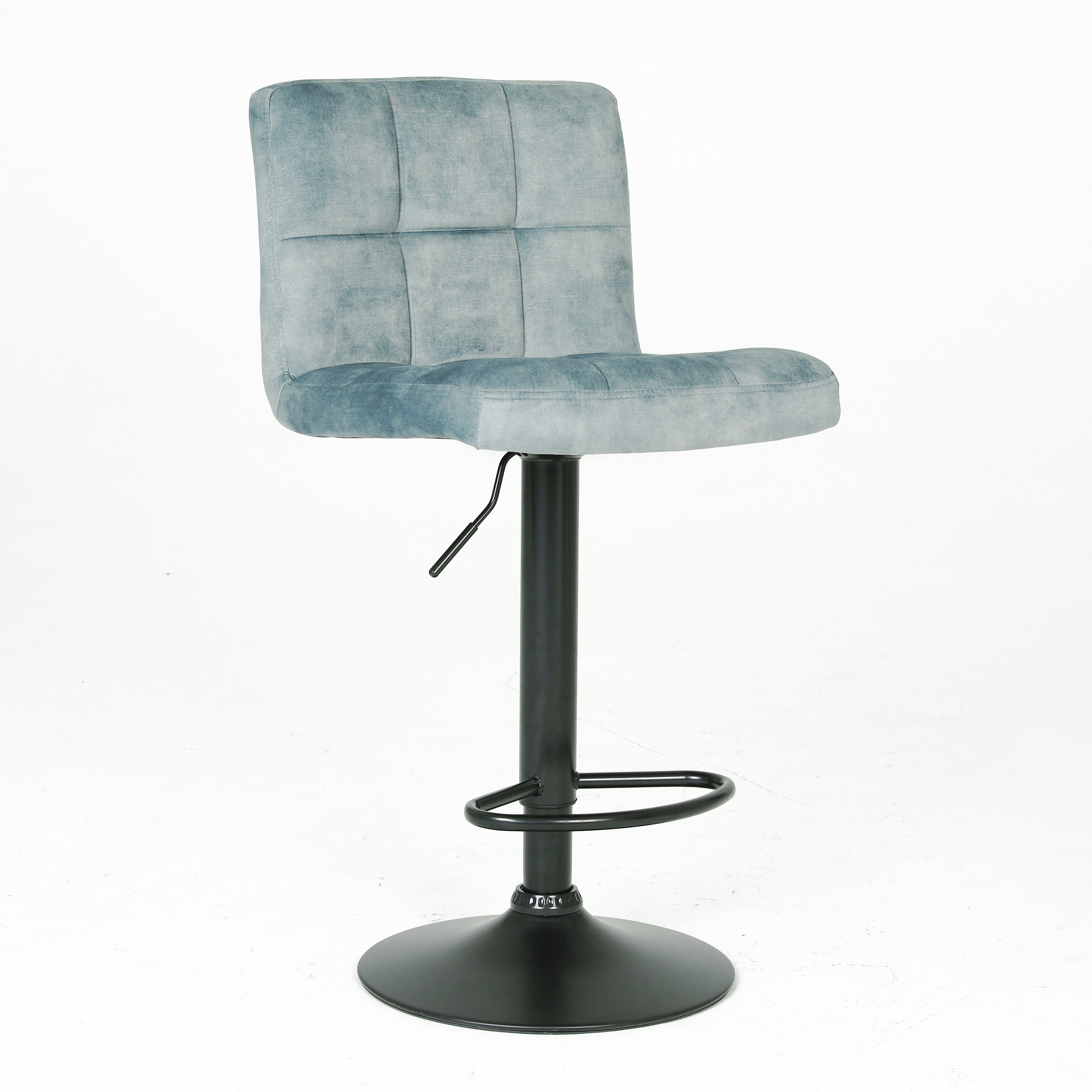 Custom Modern European Nordic Fabric Black Metal Leg Swivel Dining Counter Bar Stool for Home Office &amp; Hotel Use