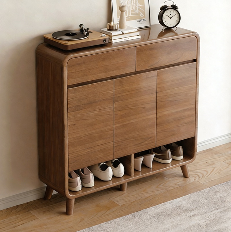 Large-capacity Solid Wood Color Shoe Cabinet for Home, Entrance Hallway, Integrated Storage Shoe Rack