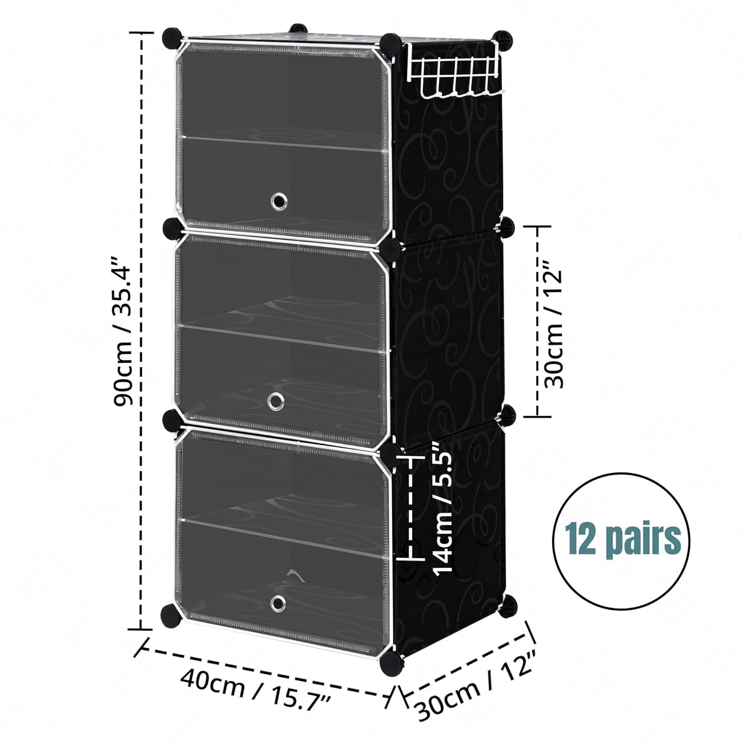 12 Pair Custom Plastic Waterproof Folding Shoe Cabinet Portable Shoe Rack for Home 3 Door Plastic Shelves Shoe Rack Organizer