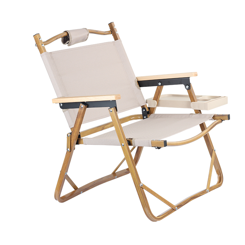 Outdoor Furniture Lightweight Aluminum Frame Folding Lounge Relax Kermit Camping Floor Chair With Cup Holder